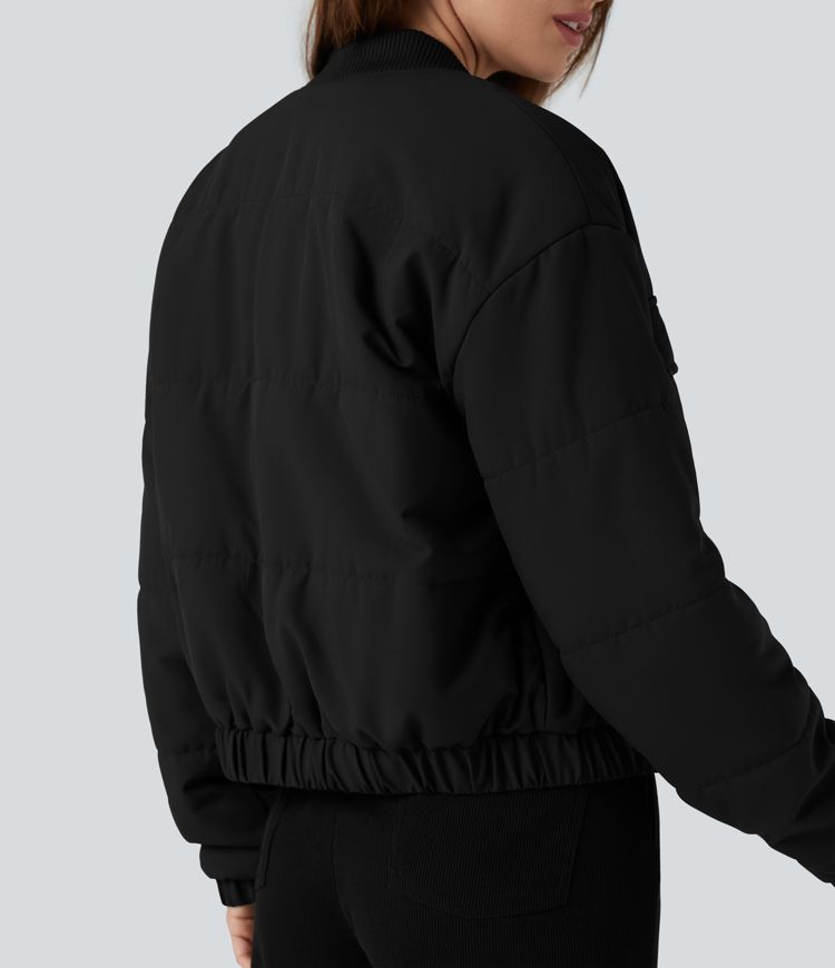 Full Zip Casual Bomber Padded Jacket with Pockets