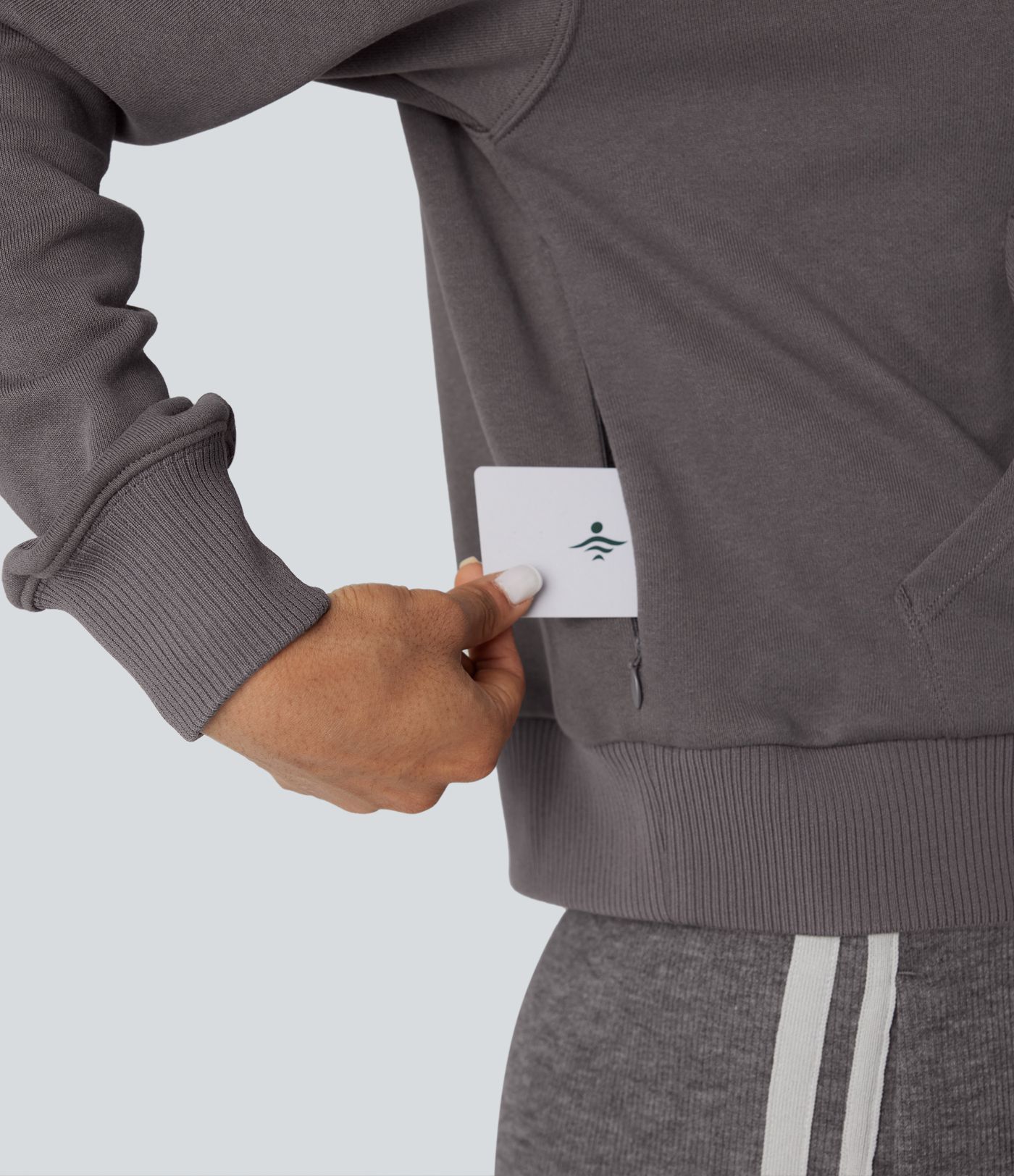 Hooded Zip Fly Relaxed Casual Cotton Sweatshirt with Pockets