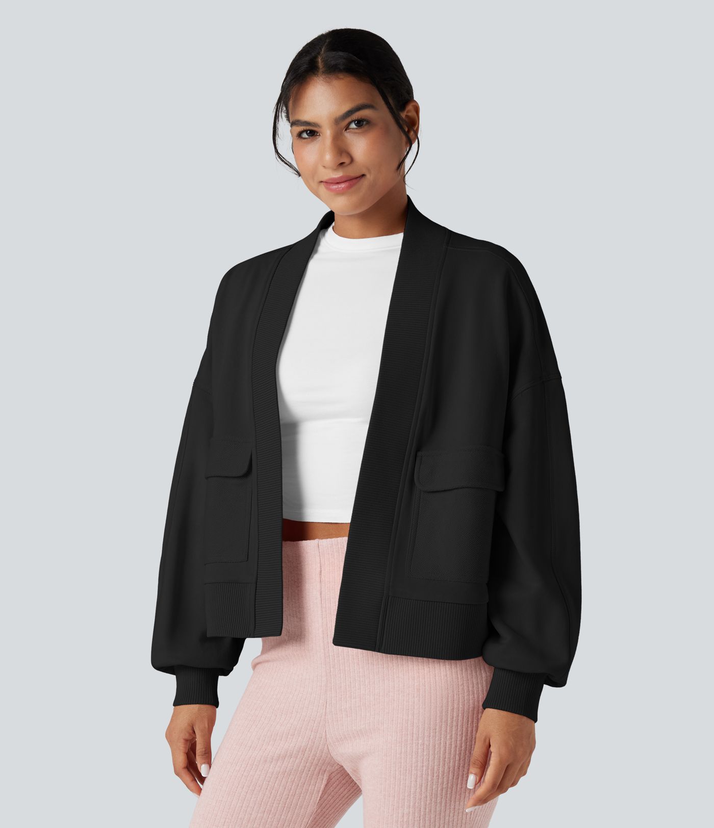 Long Sleeve Casual Oversized Cotton Sweatshirt with Pockets