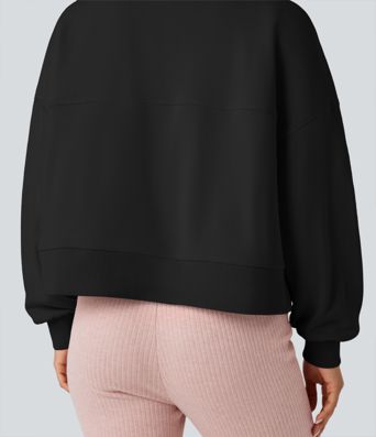 Long Sleeve Casual Oversized Cotton Sweatshirt with Pockets