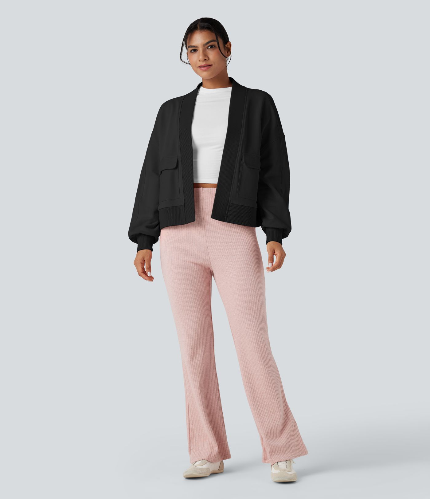 Long Sleeve Casual Oversized Cotton Sweatshirt with Pockets