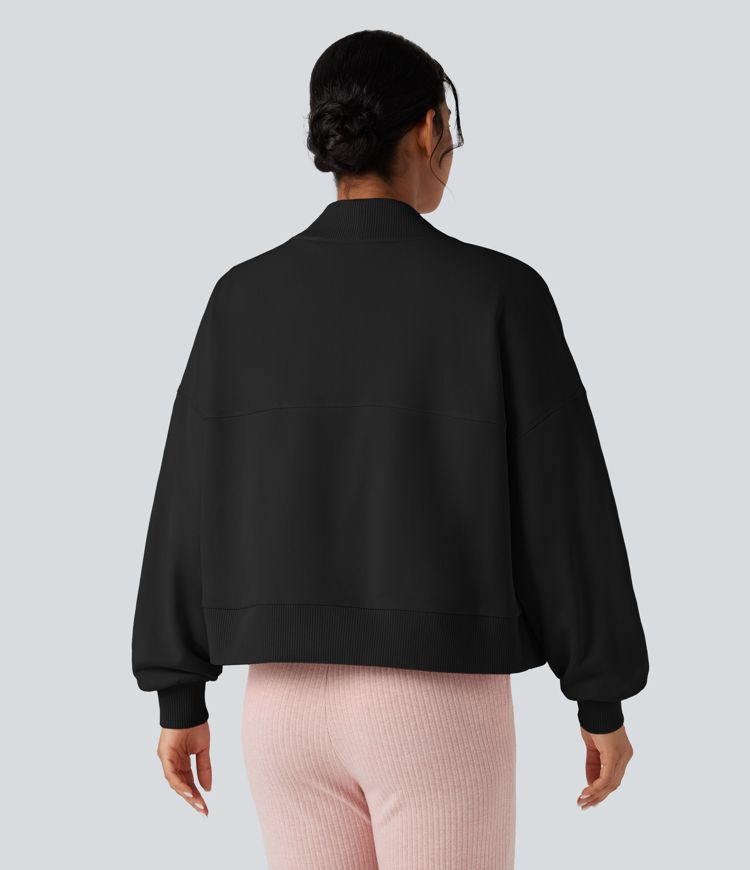 Long Sleeve Casual Oversized Cotton Sweatshirt with Pockets