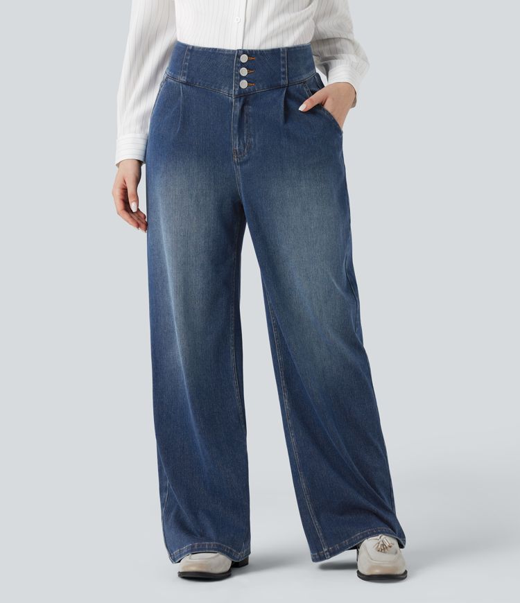 Jean Halara Flex™ jambes larges taille haute avec poches