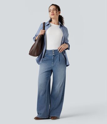 Halara Flex™ High Waisted Wide Leg Casual Jeans with Pockets