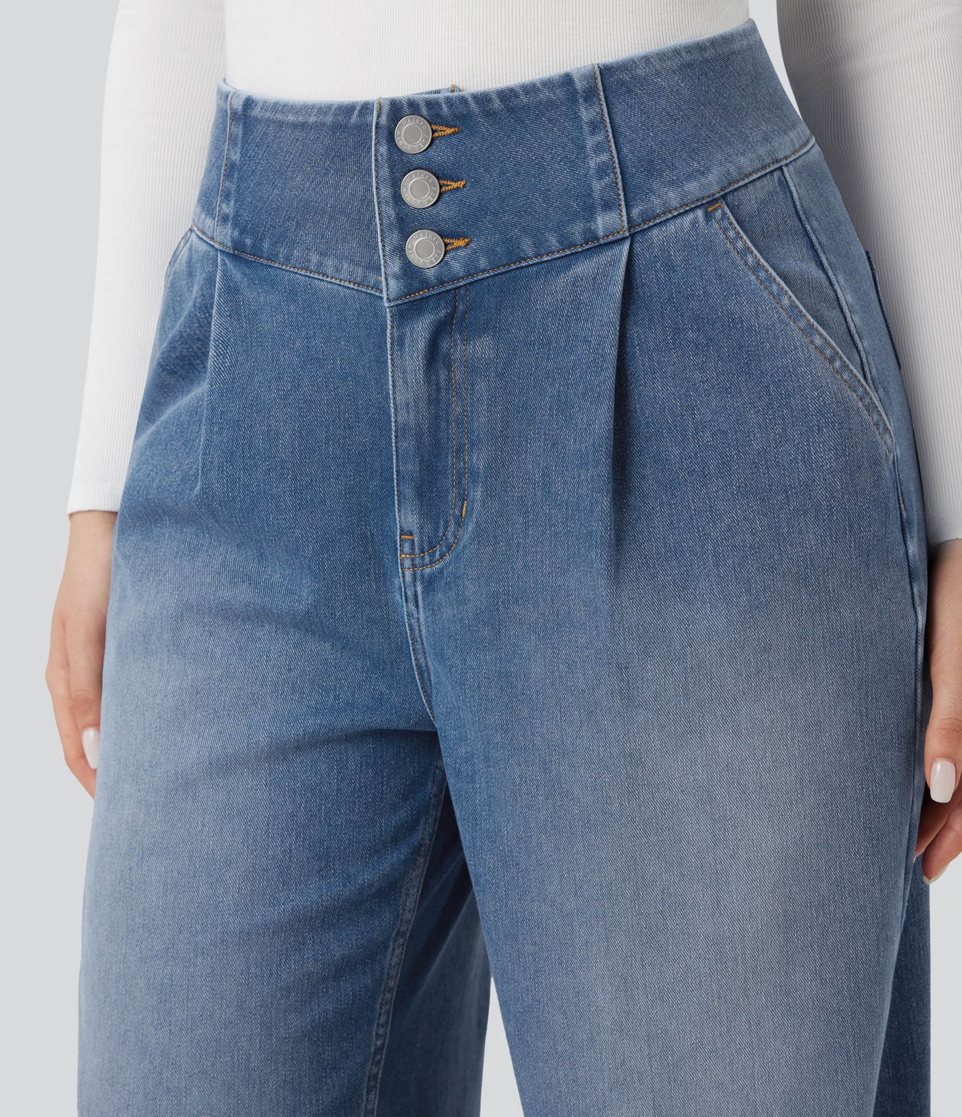 Halara Flex™ High Waisted Wide Leg Casual Jeans with Pockets