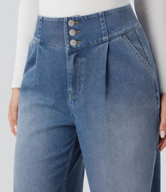 Halara Flex™ High Waisted Wide Leg Casual Jeans with Pockets