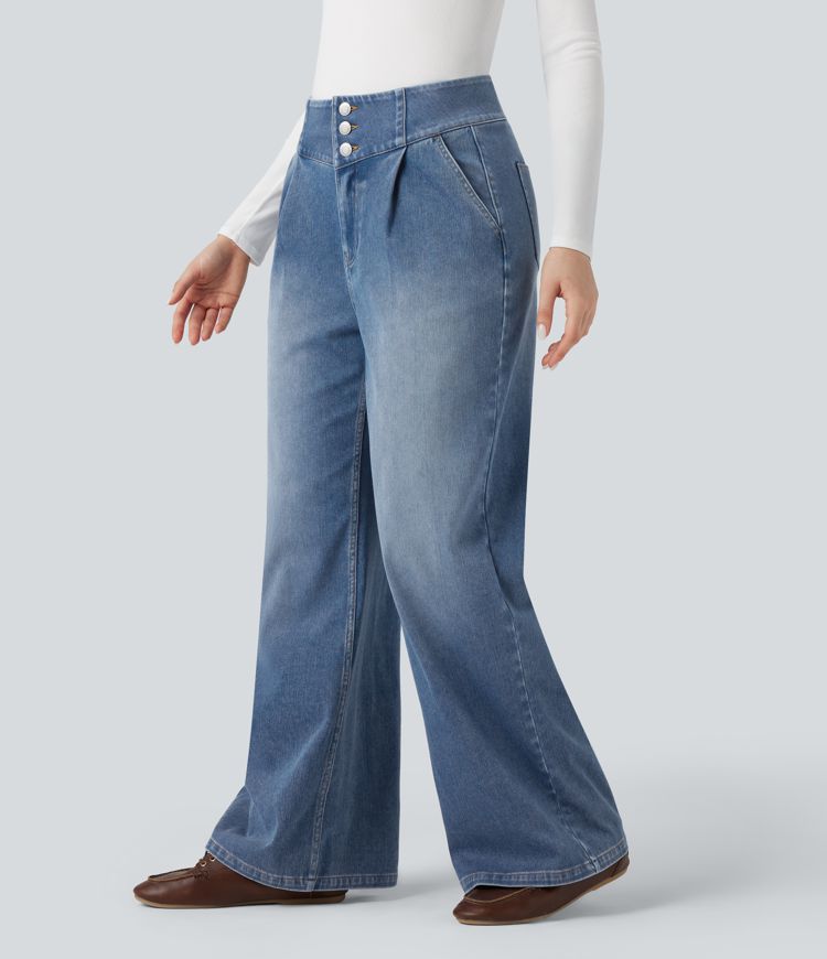 Halara Flex™ High Waisted Wide Leg Casual Jeans with Pockets