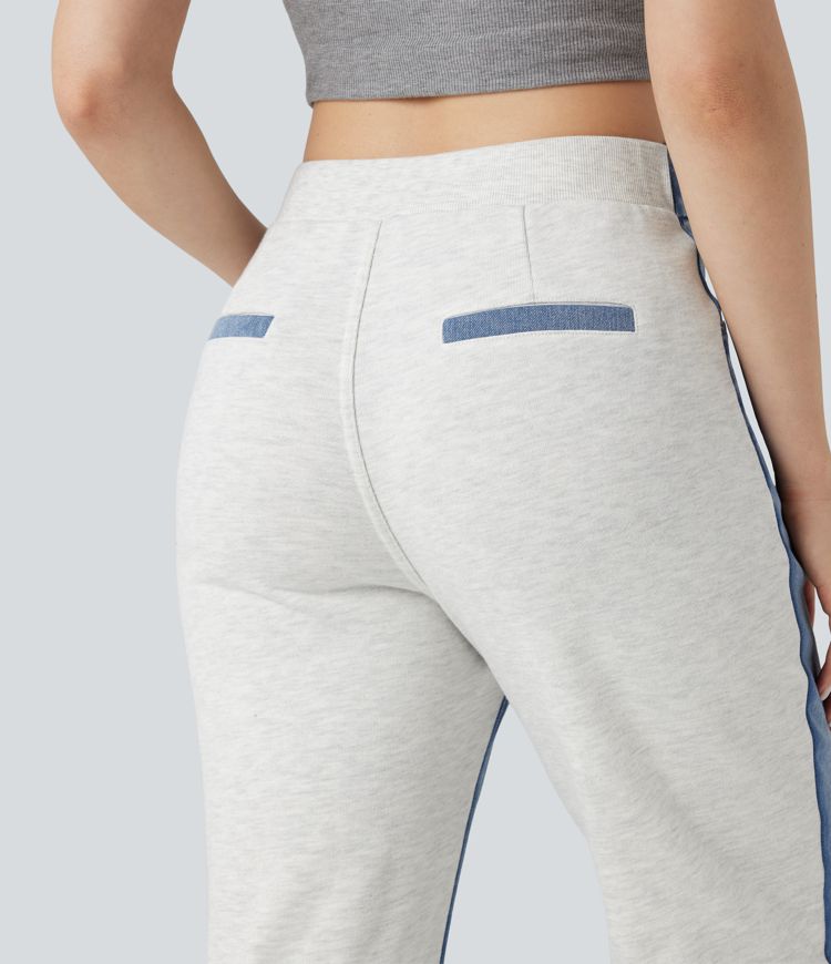 Halara Flex™ High-waisted Color Block Casual Straight-leg Jeans with Pockets