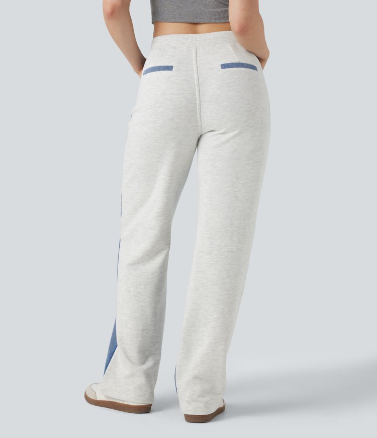 Halara Flex™ High-waisted Color Block Casual Straight-leg Jeans with Pockets