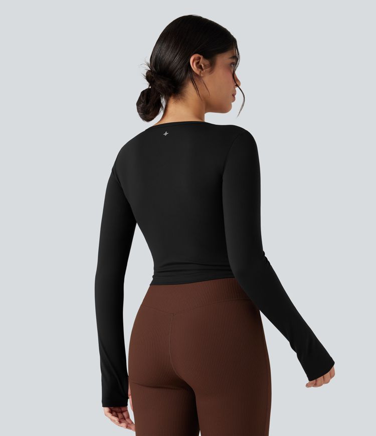 Tops de sport yoga SoftlyZero™ Plush manches longues avec trous pouces