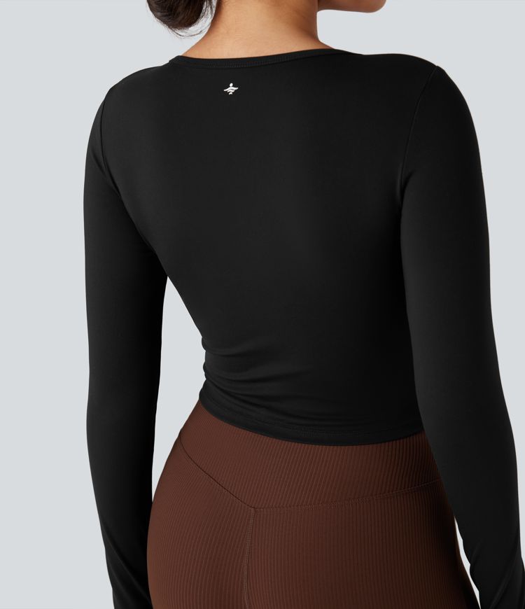 Tops de sport yoga SoftlyZero™ Plush manches longues avec trous pouces