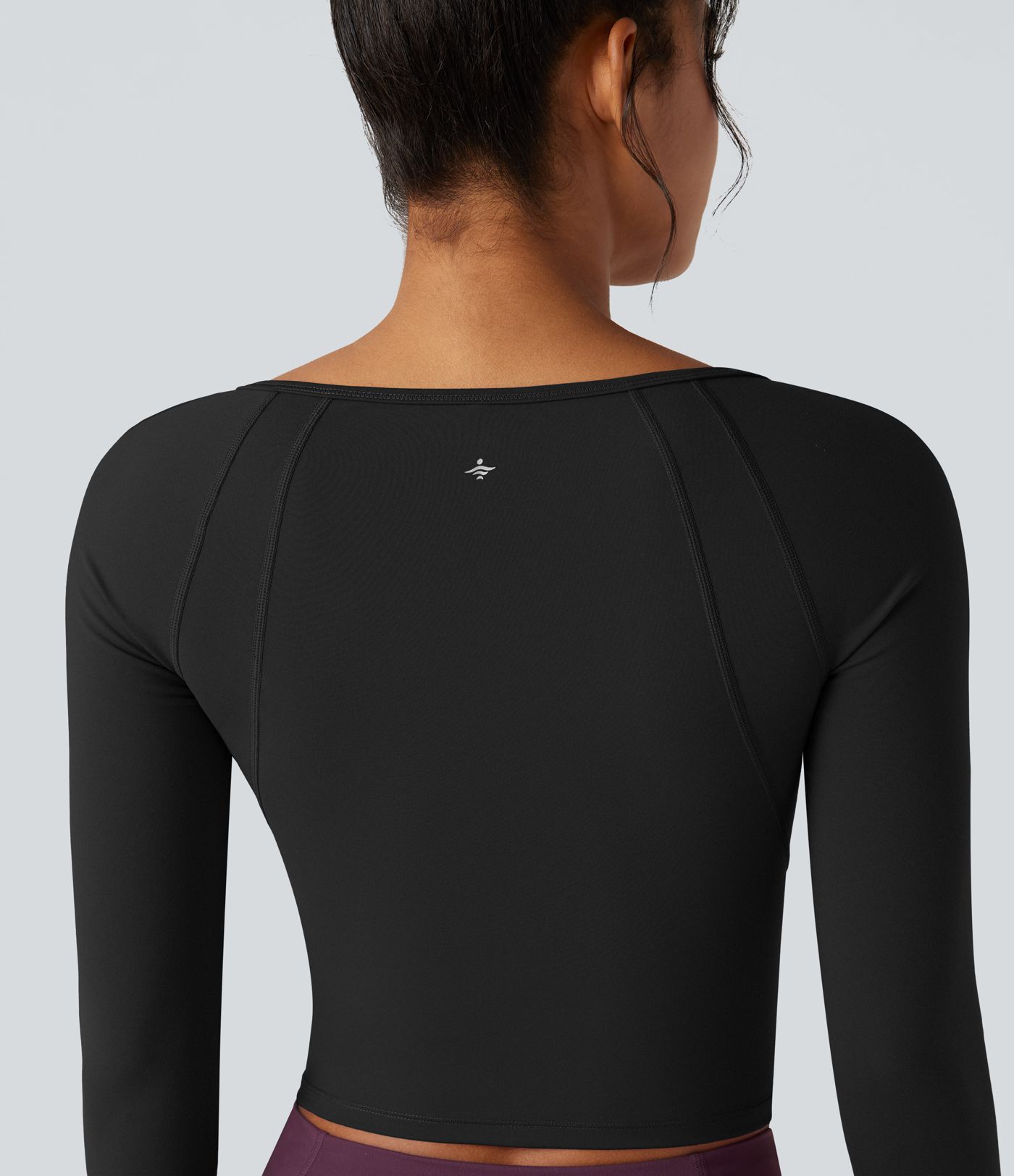 SoftlyZero™ Plush Square Neck Reglan Long Sleeve Thumb Holes Yoga Sports Top