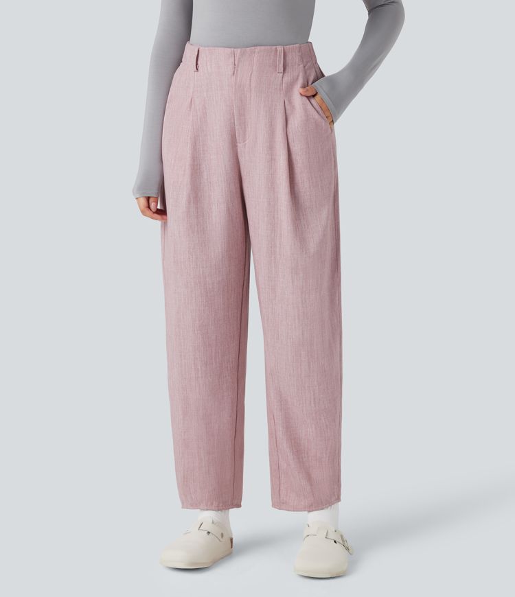 Pantalon barrel taille haute avec poches