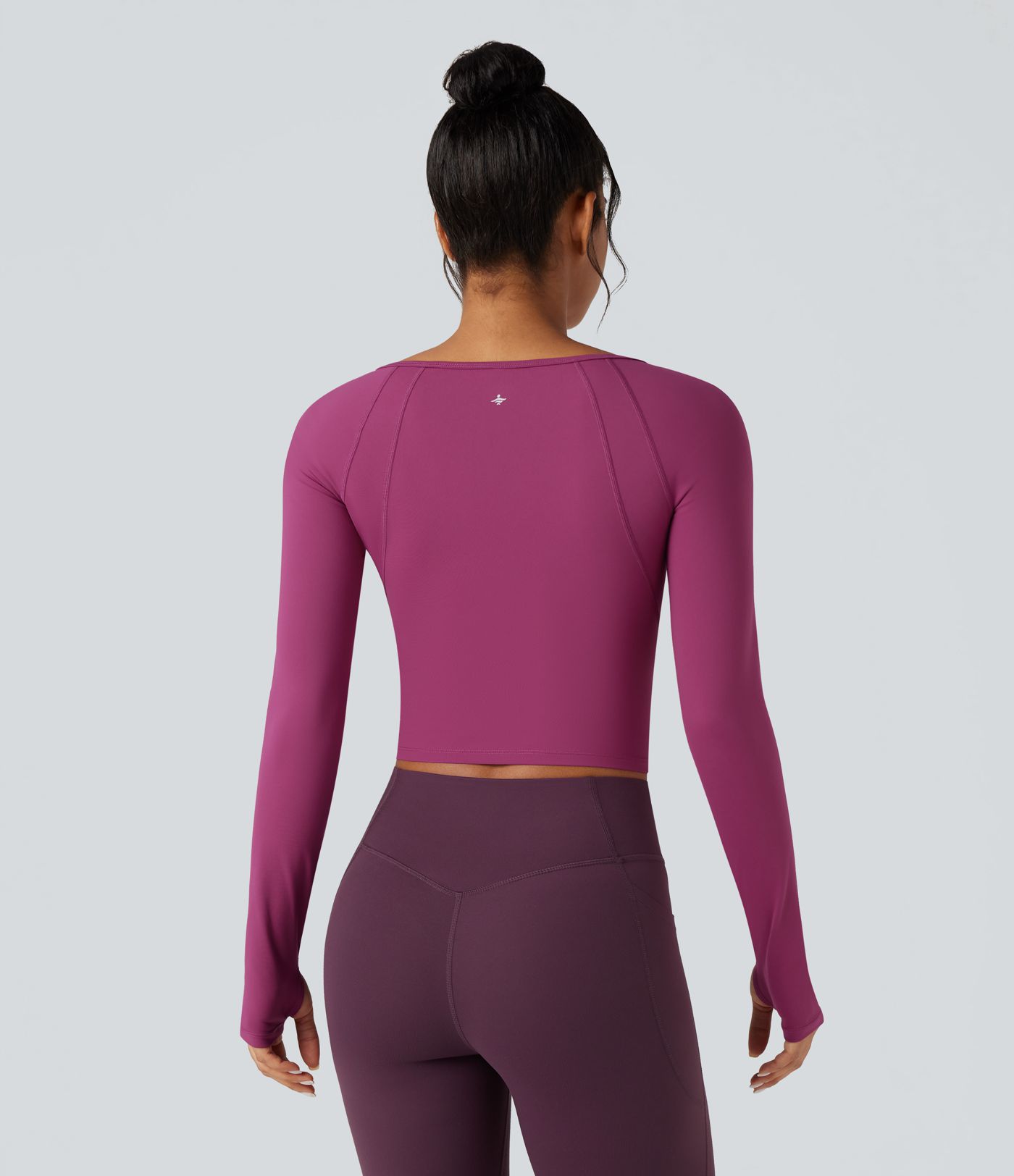 SoftlyZero™ Plush Square Neck Reglan Long Sleeve Thumb Holes Yoga Sports Top