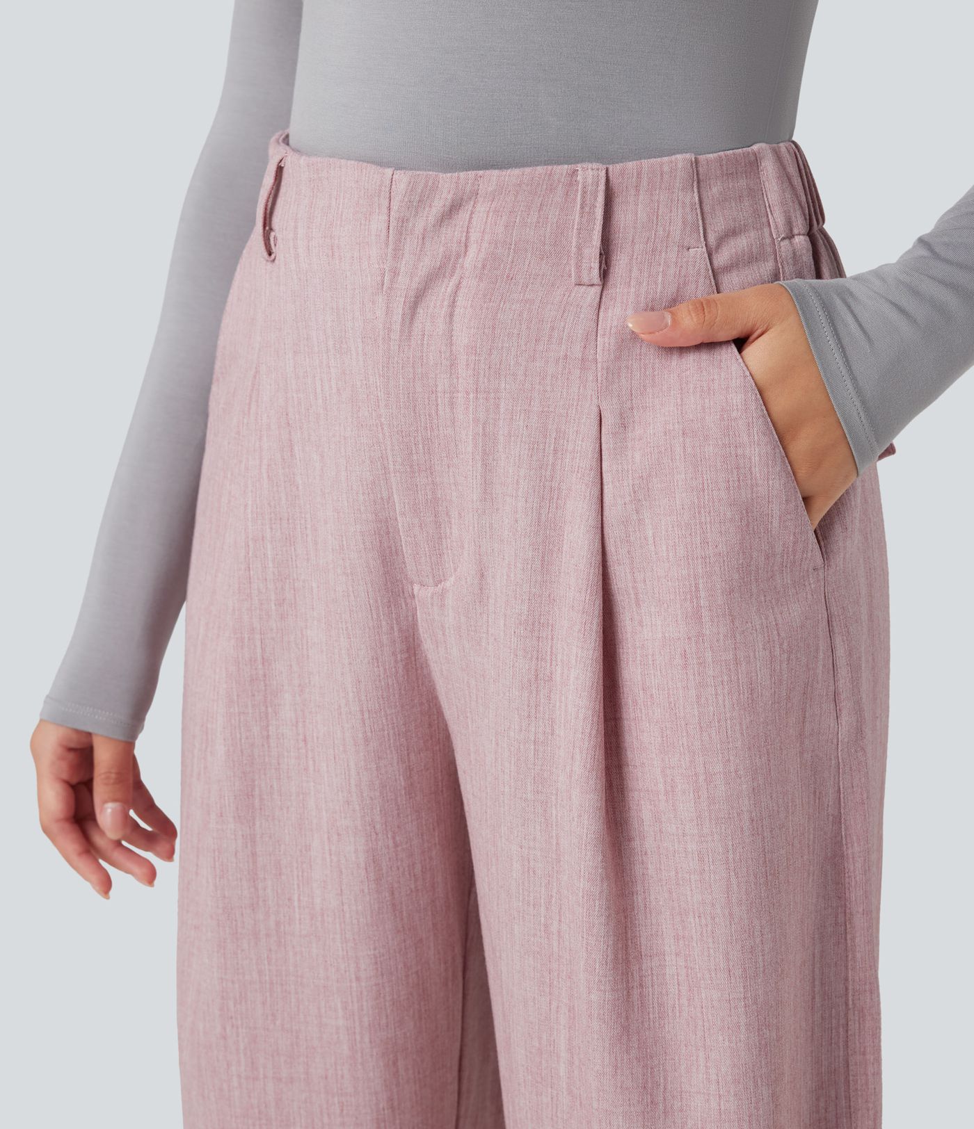 Pantalon barrel taille haute avec poches