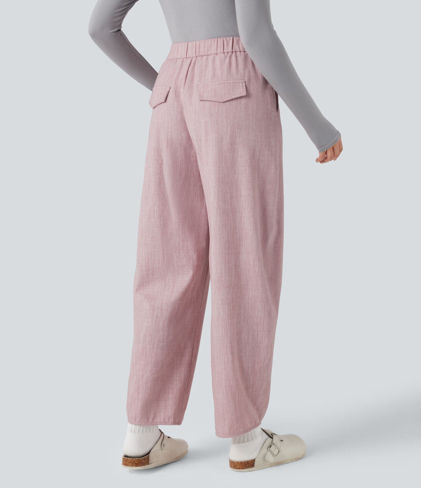 Pantalon barrel taille haute avec poches