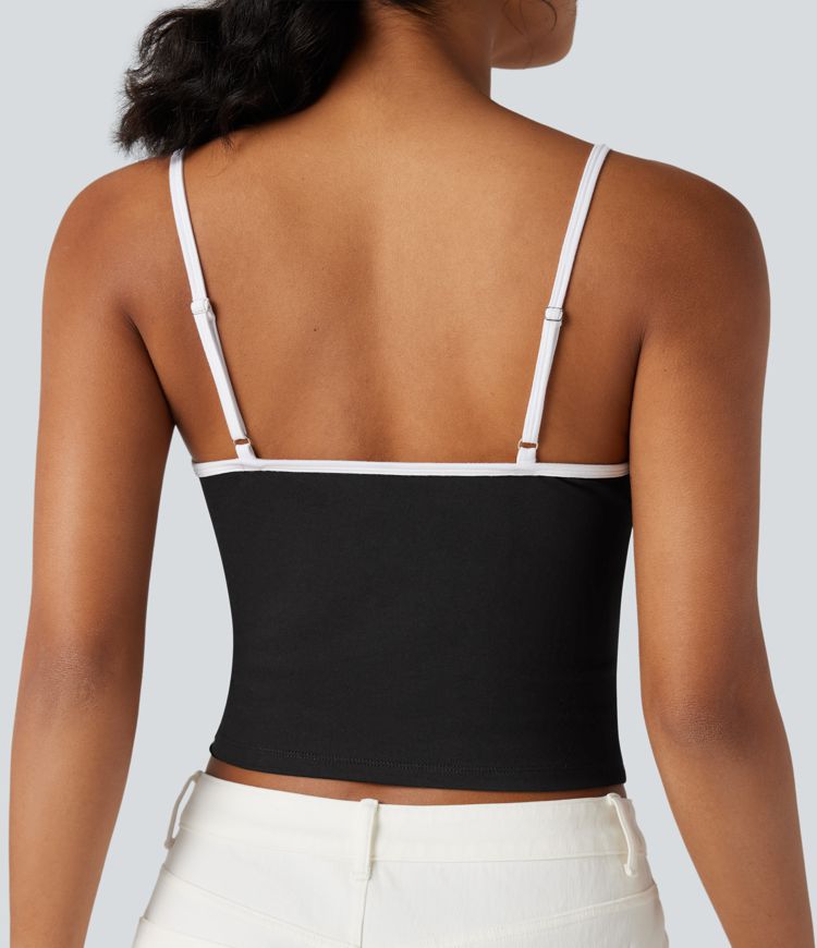 Adjustable Straps Color Block Casual Cami Top