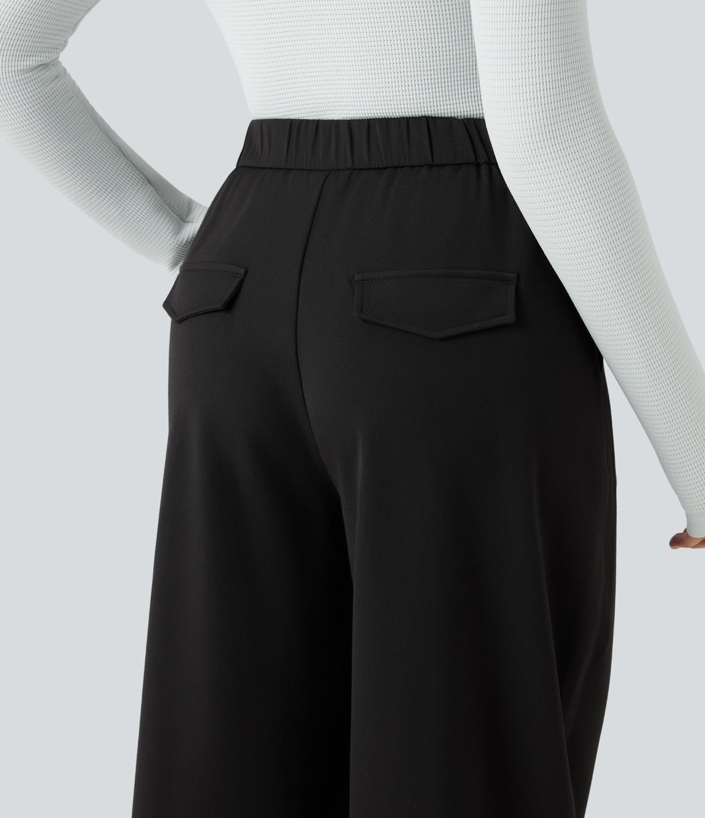 High Waisted Barrel Leg Casual Pants with Pockets