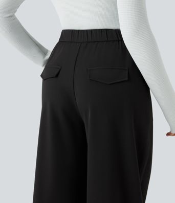 High Waisted Barrel Leg Casual Pants with Pockets