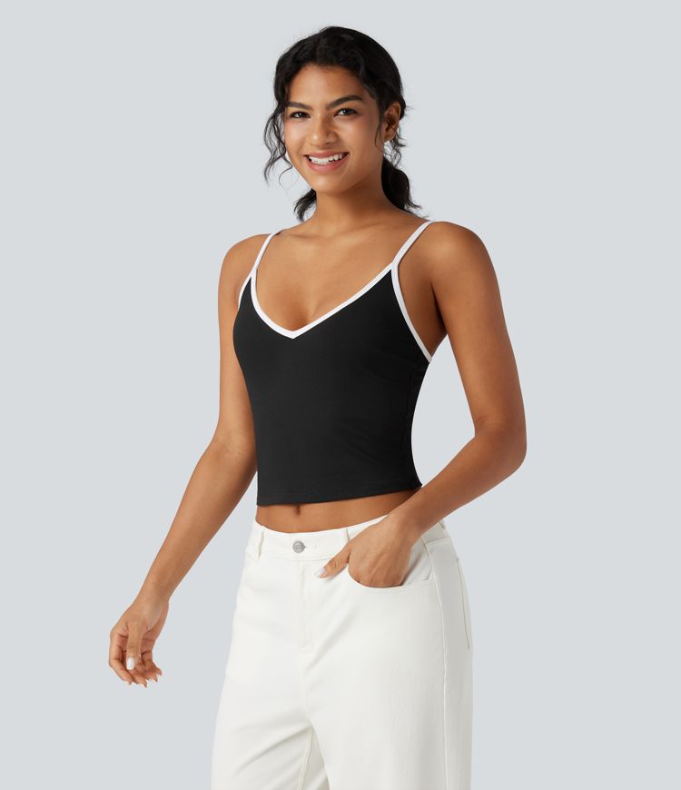 Adjustable Straps Color Block Casual Cami Top