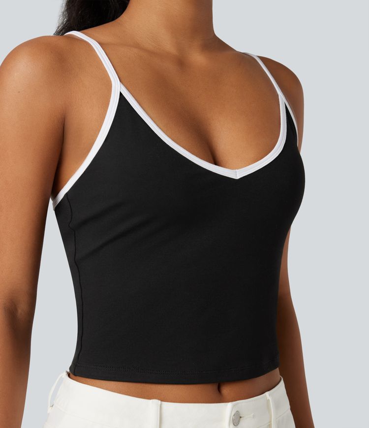 Adjustable Straps Color Block Casual Cami Top