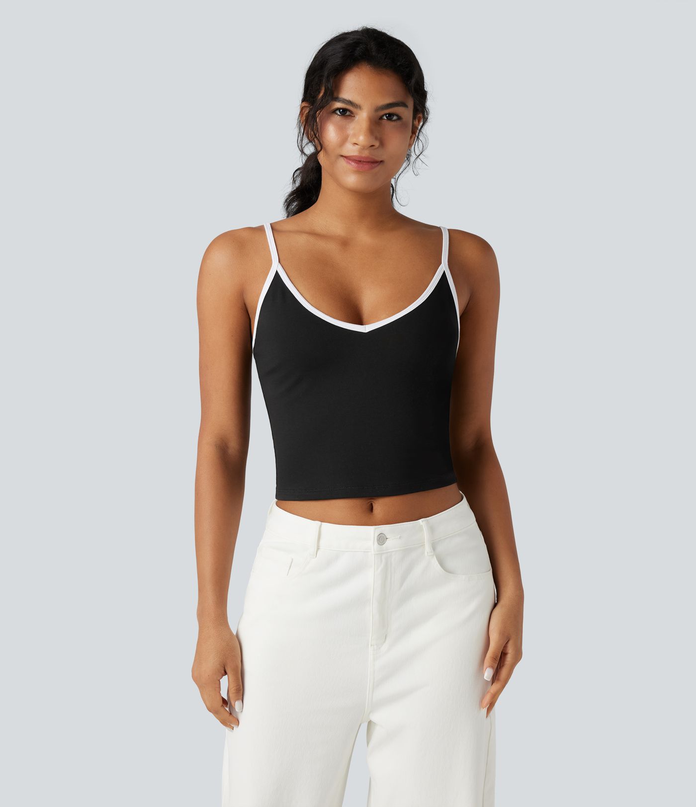 Adjustable Straps Color Block Casual Cami Top