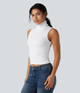 High Neck Sleeveless Backless Casual Top