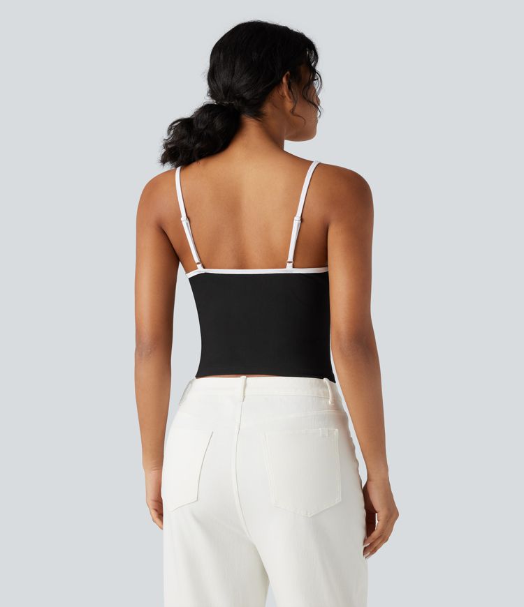 Adjustable Straps Color Block Casual Cami Top