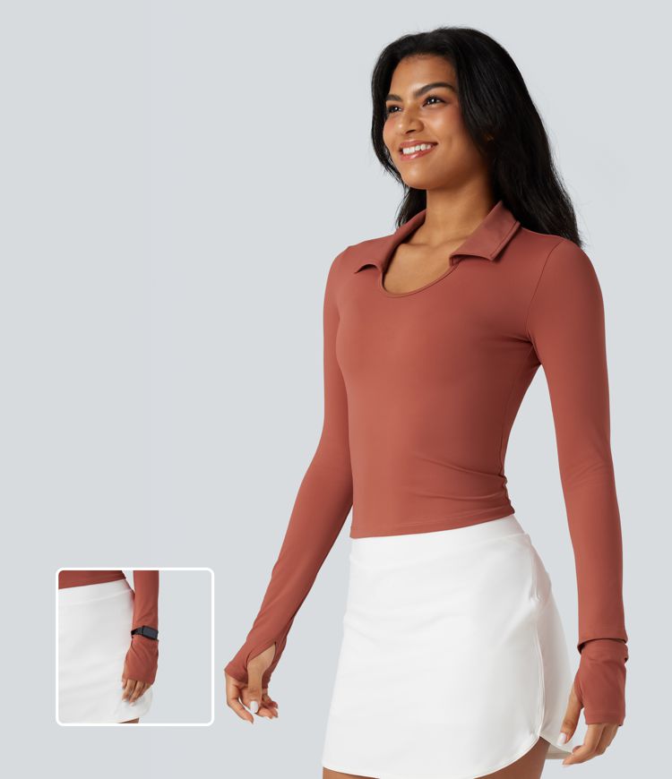 SoftlyZero™ Airy Round Neck Long Sleeve Thumb Hole Cool Touch Yoga Sports Top-UPF50+