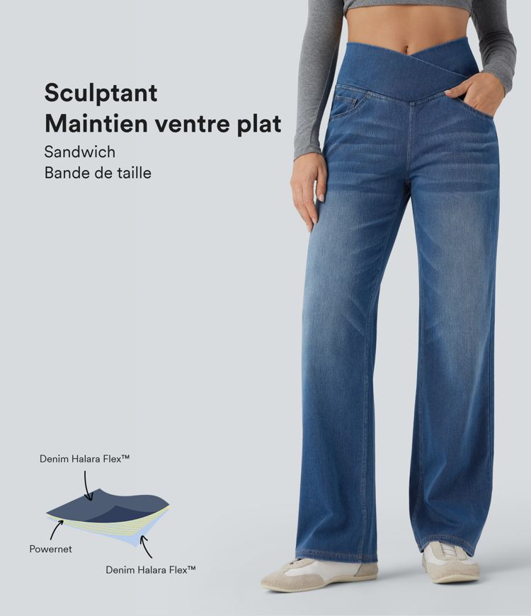 Jean décontracté Halara Flex™ SoCinched jambe droite taille haute croisée gainant avec poches