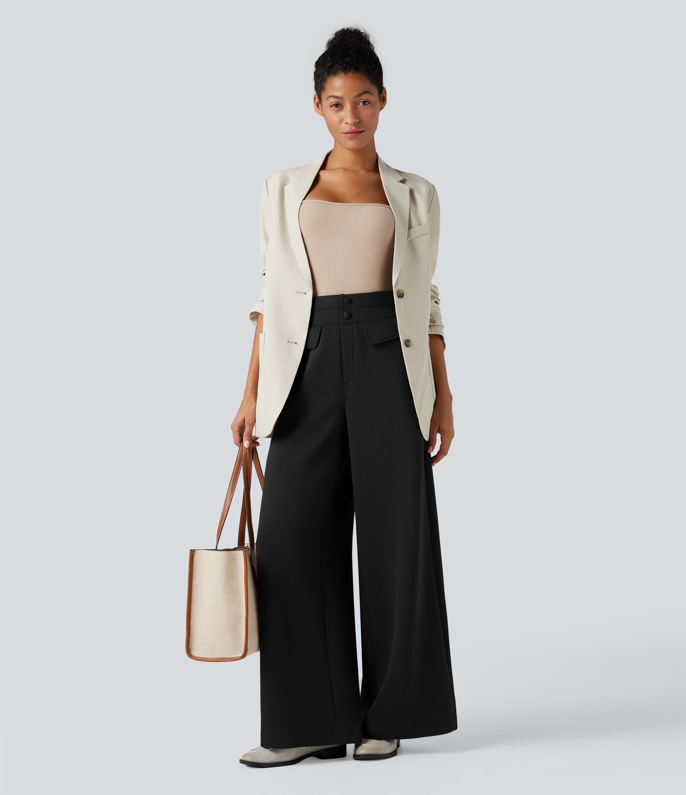 Pantalon SpacerTek™ taille haute à jambe large, avec poches