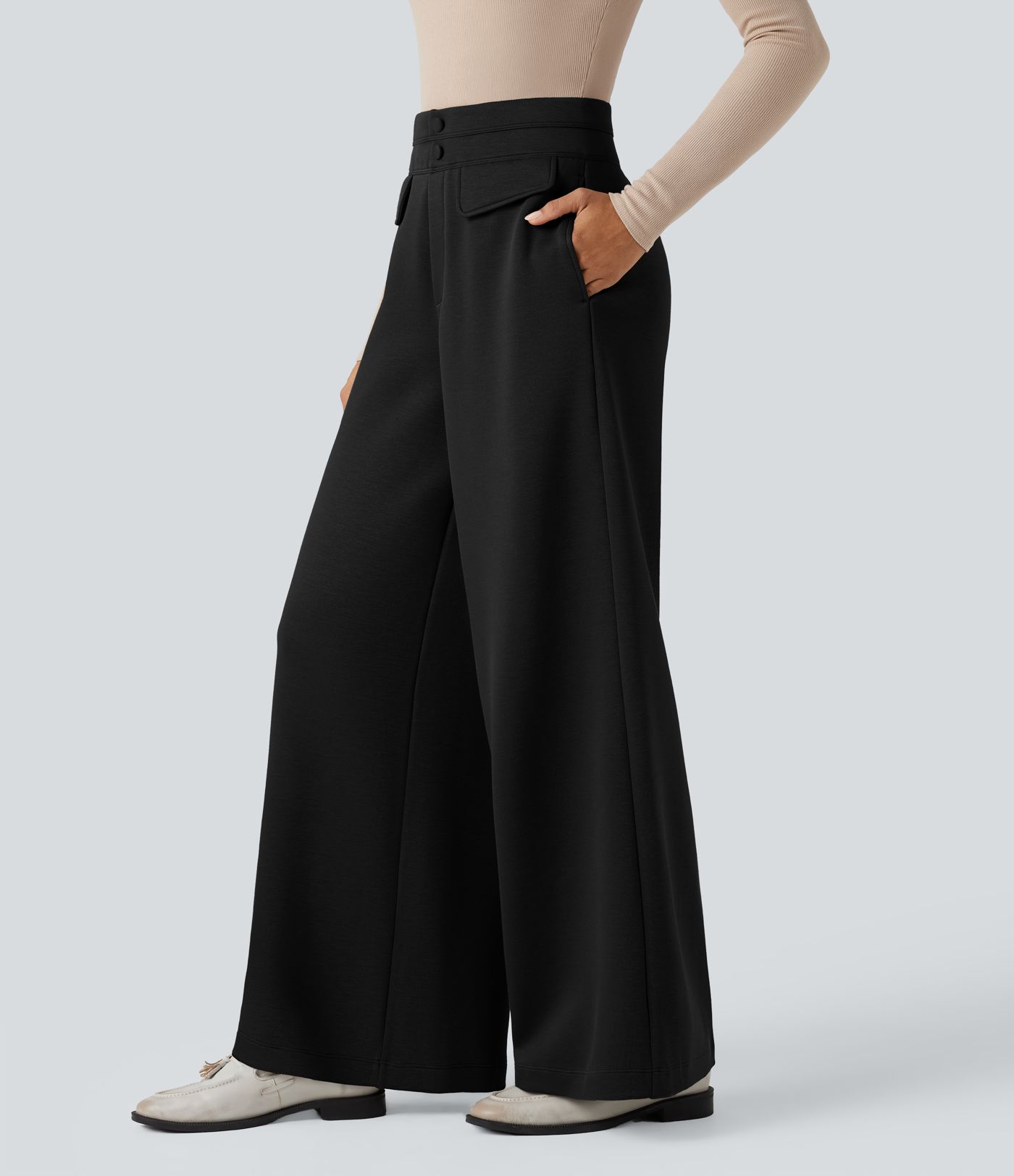 Pantalon SpacerTek™ taille haute à jambe large, avec poches