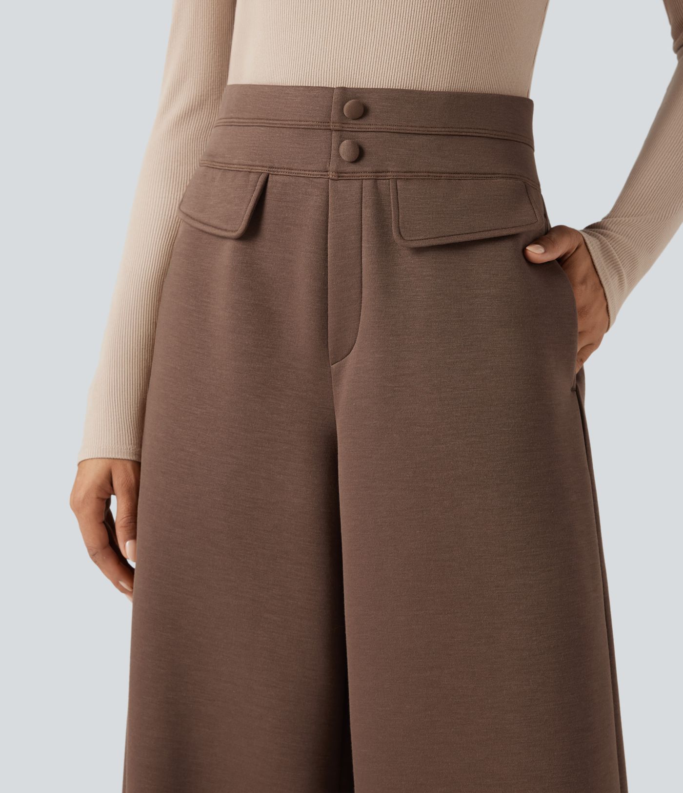 SpacerTek™ High Waisted Work Wide Leg Pants with Pockets