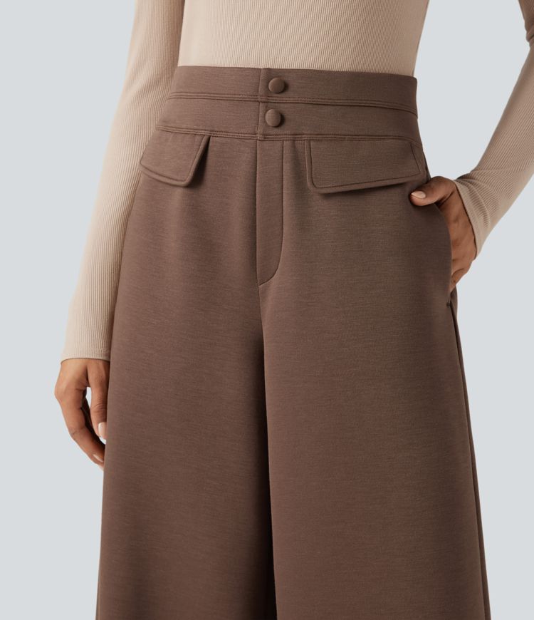 SpacerTek™ High Waisted Work Wide Leg Pants with Pockets