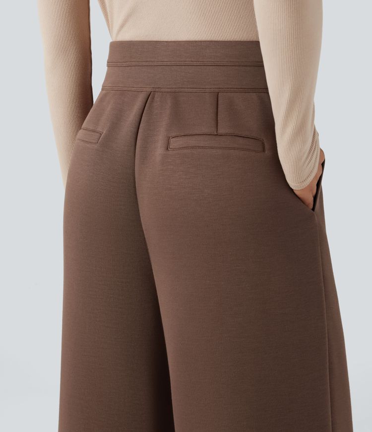 SpacerTek™ High Waisted Work Wide Leg Pants with Pockets