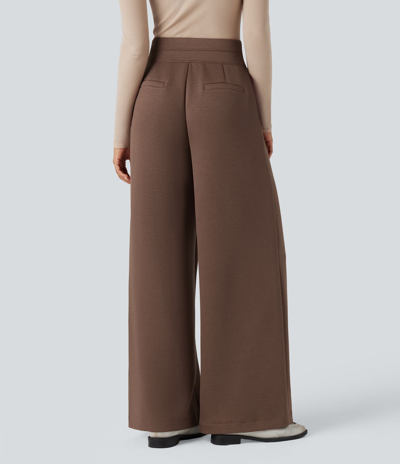 SpacerTek™ High Waisted Work Wide Leg Pants with Pockets