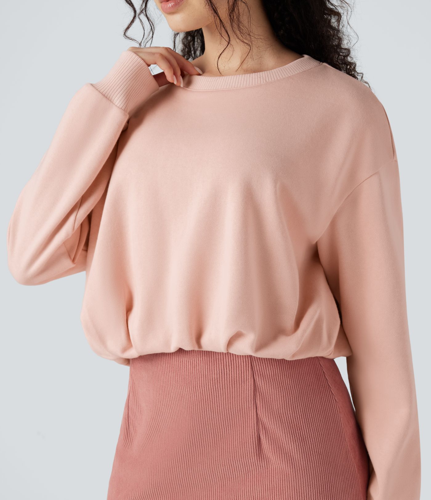 Round Neck Long Sleeve Oversized Casual Cotton Sweatshirt
