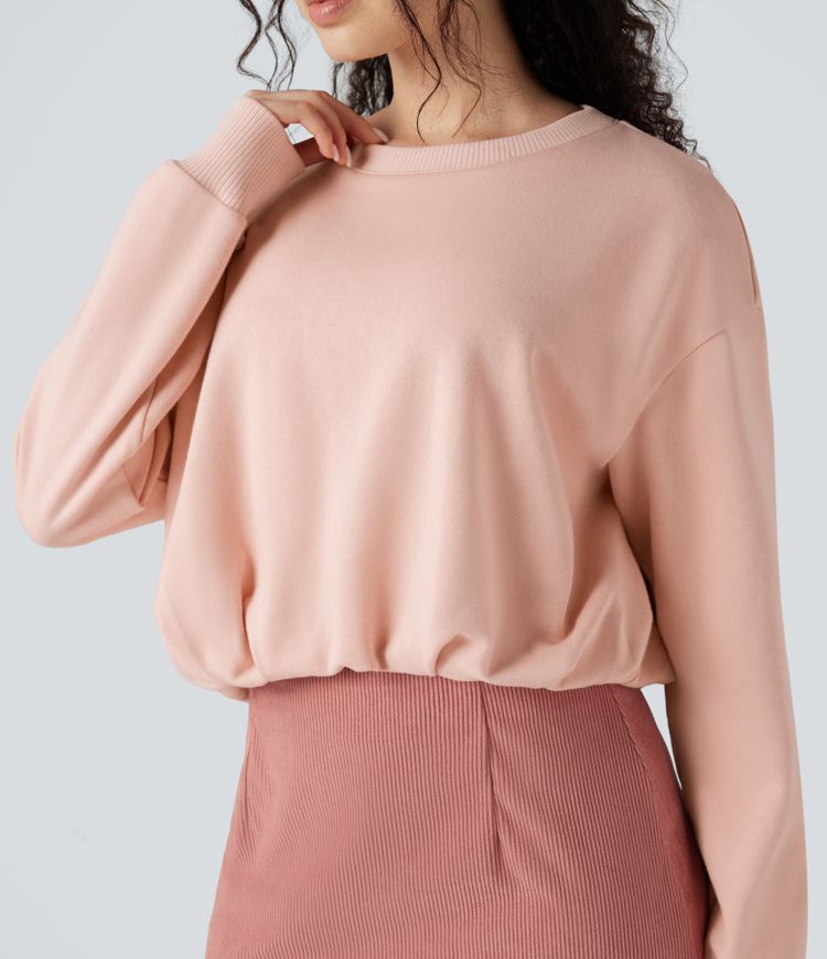 Round Neck Long Sleeve Oversized Casual Cotton Sweatshirt