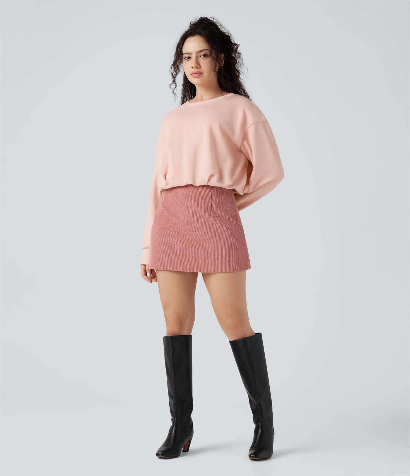 Round Neck Long Sleeve Oversized Casual Cotton Sweatshirt