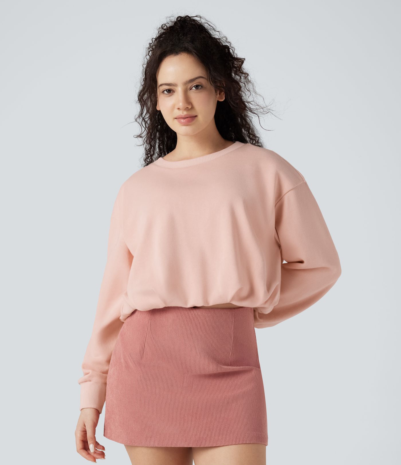 Round Neck Long Sleeve Oversized Casual Cotton Sweatshirt