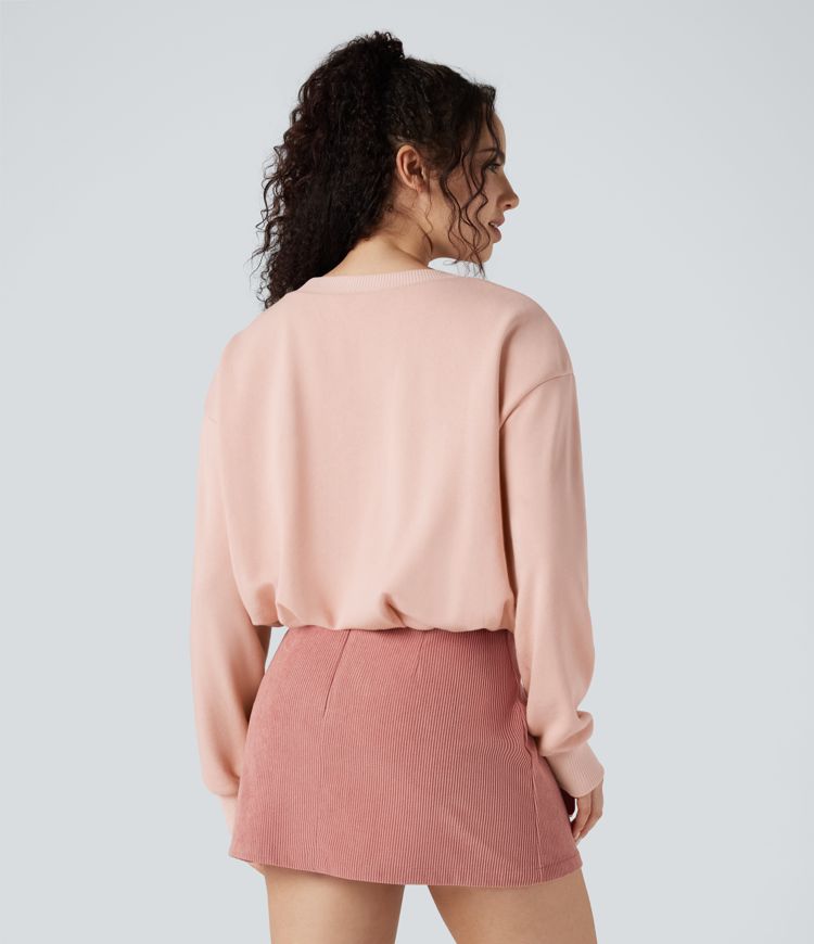 Round Neck Long Sleeve Oversized Casual Cotton Sweatshirt