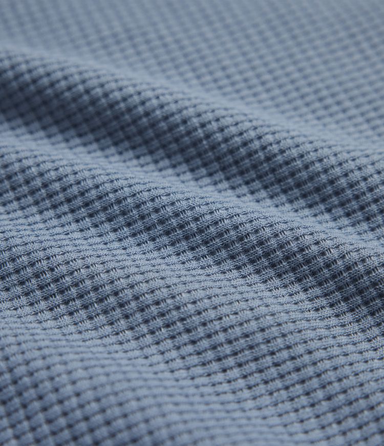 Scoop Neck Long Sleeve Curved Hem Relaxed Waffle Casual Top