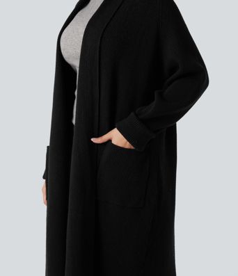 Long Sleeve Work Longline Cardigan with Pockets