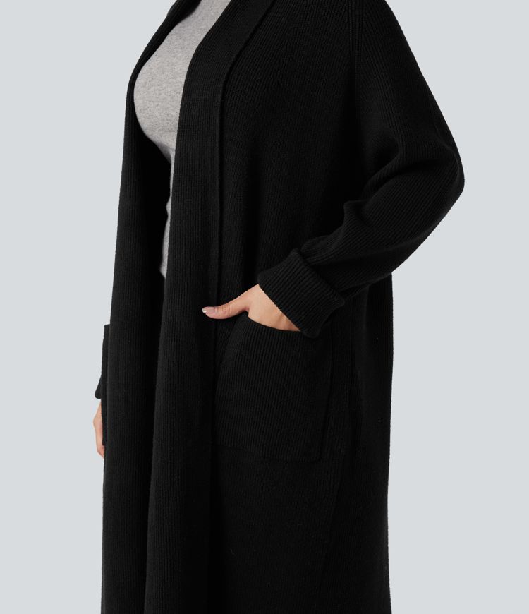 Long Sleeve Work Longline Cardigan with Pockets