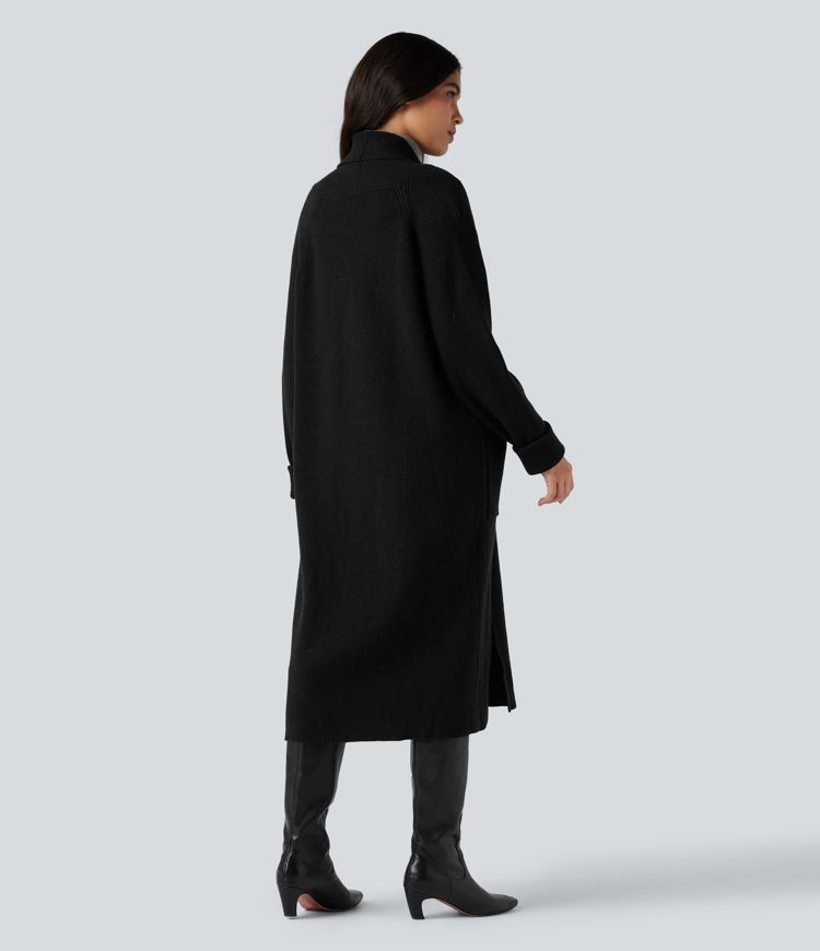 Long Sleeve Work Longline Cardigan with Pockets