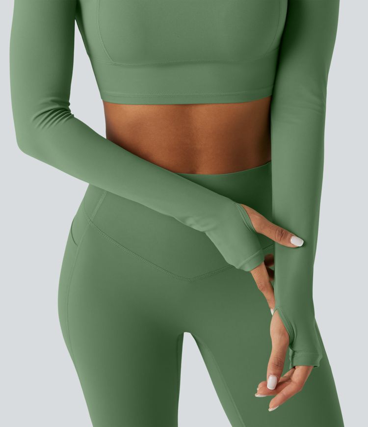 Halara UltraSculpt™ Long Sleeve Thumb Holes Cropped Yoga Sports Top