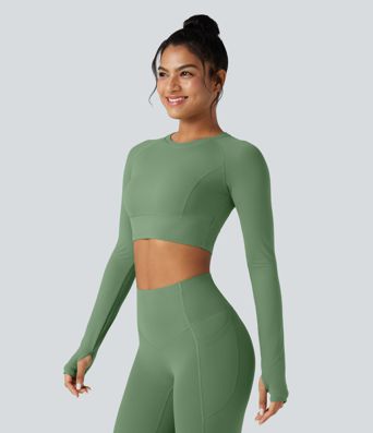 Halara UltraSculpt™ Long Sleeve Thumb Holes Cropped Yoga Sports Top