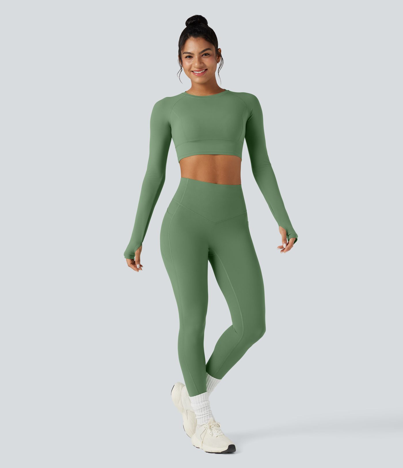 Halara UltraSculpt™ Long Sleeve Thumb Holes Cropped Yoga Sports Top
