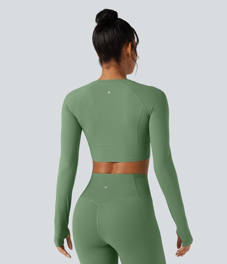 Halara UltraSculpt™ Long Sleeve Thumb Holes Cropped Yoga Sports Top