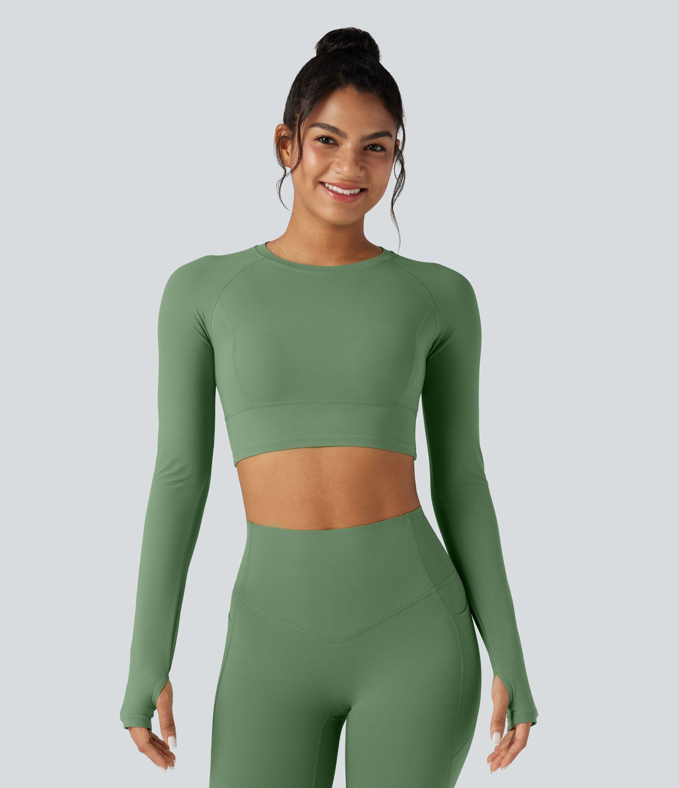 Halara UltraSculpt™ Long Sleeve Thumb Holes Cropped Yoga Sports Top